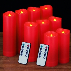 Enido Flameless Candles, Battery Candles Led Candles Pack of 9 (D: 2.2″ x H: 5″ 6″ 7″) Waterproof Outdoor Indoor Candles with 2 pcs 10-Key Remote and Cycling 24 Hours Timer