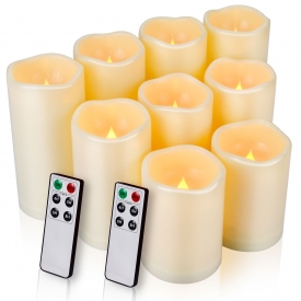 Enido Flameless LED Candles Battery Operated Pack of 9 Pillar Candles