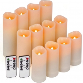 Enido Flameless Candles Led Candles Pack of 12 Battery Candles (D2.15” x H4”5”6”) Waterproof Outdoor Indoor Candles with 10-Key Remotes and Cycling 24 Hours Timer