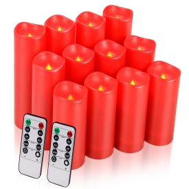 Flameless Candles Led Candles Waterproof Outdoot Indoor Candles Pack of 12 (D:2.2″ x H:4″5″6″) Battery Candles with 10-Key Remote and Cycling 24 Hours Timer